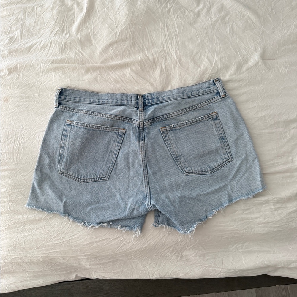 Agolde Light Blue Distressed Jean Shorts - Picture 3 of 3